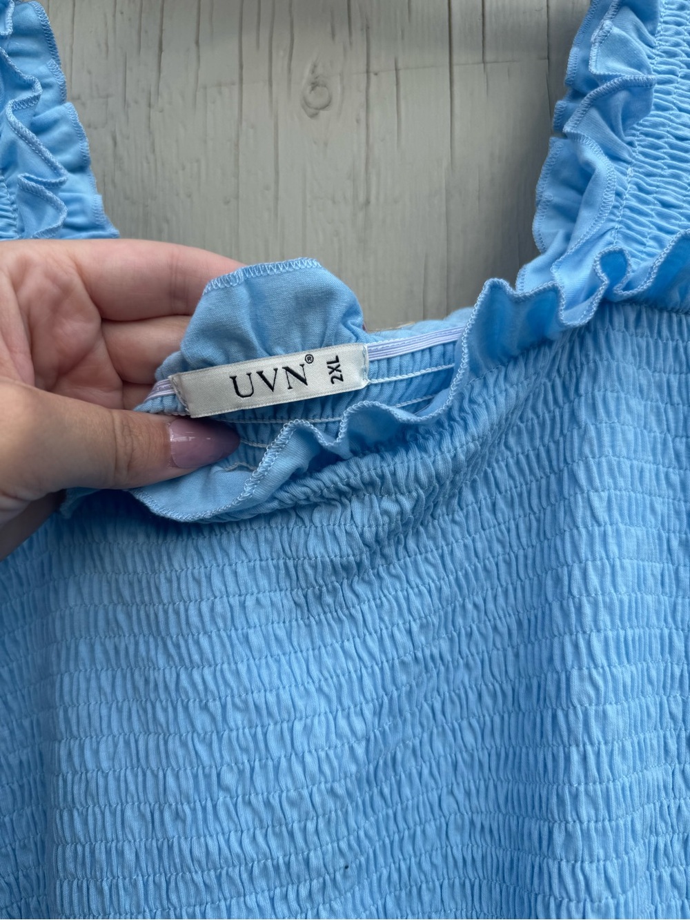 ' Light Blue Ruffled Strap Summer Dress - Picture 2 of 3